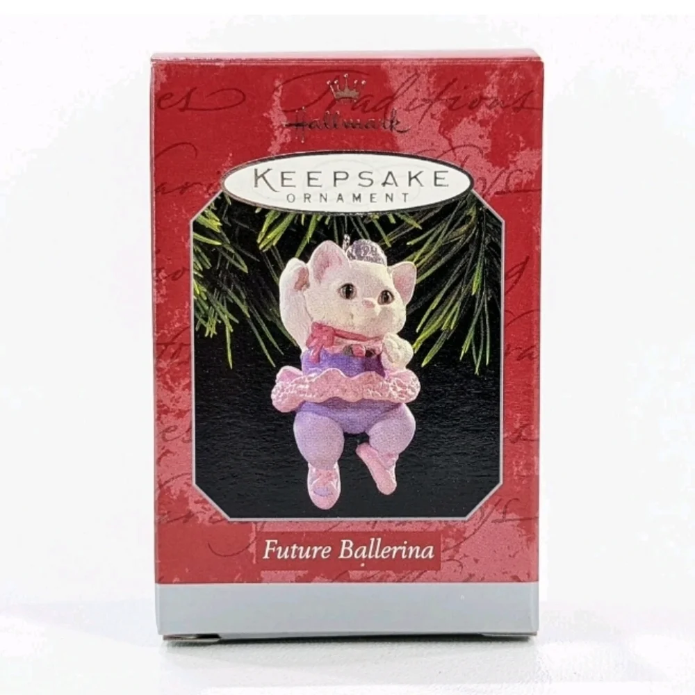 Vintage 1998 Hallmark Keepsake Kitty Cat Ornament Future Ballerina